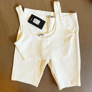 Fashion Nova Bondoc Biker Short Set — White Matching Set, Size S, NWT